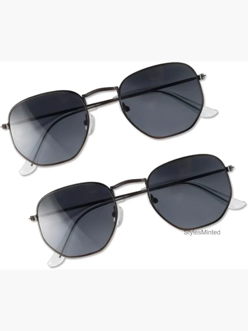 2 Pack Polygon Metal Sunglasses UV400 Protection